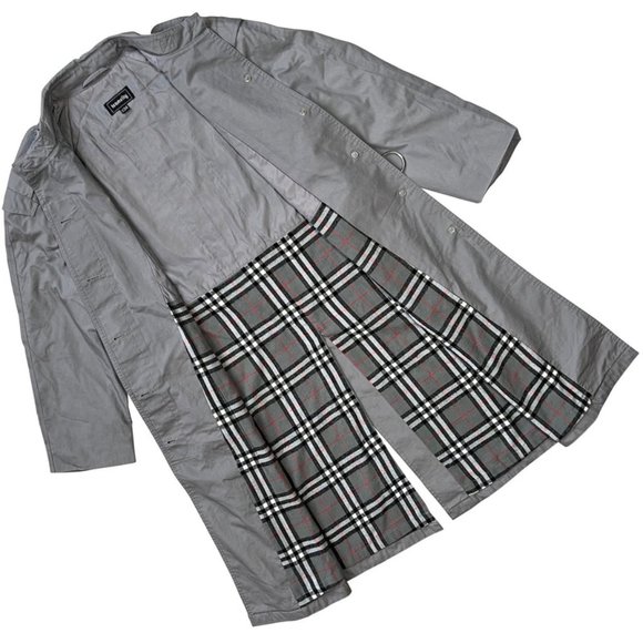 teamcity (Sweden) Plain Weave Cotton Blend Belted Military Trench Coat Cement : - Picture 4 of 5